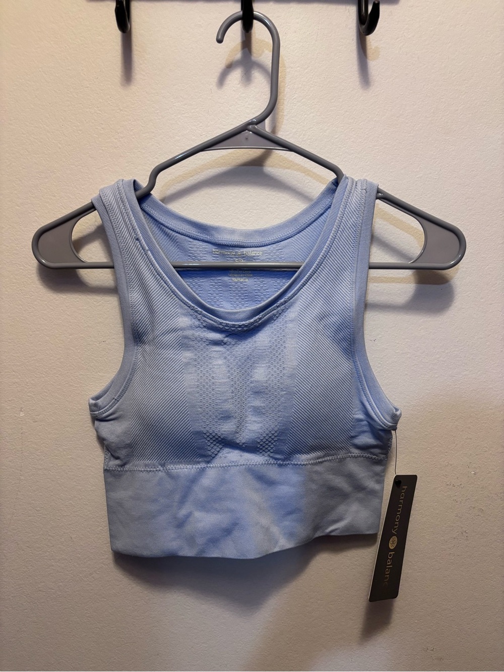 Women's Light Blue Seamless Crop Tank - Harmony Balance
